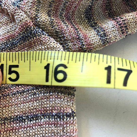 Ann Taylor LOFT Womens Top Gold Metallic Space Dye Short Sleeve Round Neck XS - Picture 7 of 9